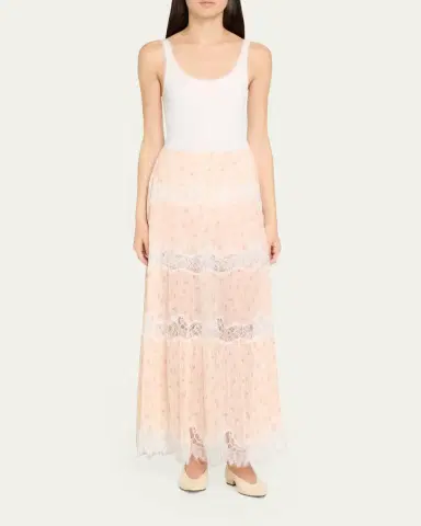 LoveShackFancy Everhart Cotton-Silk Lace Maxi Skirt | Thumbnail 2