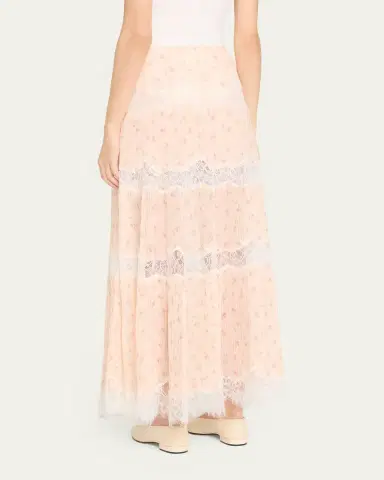 LoveShackFancy Everhart Cotton-Silk Lace Maxi Skirt | Thumbnail 3