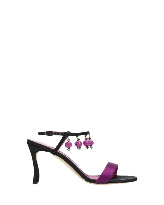 Manolo Blahnik 0mm Kasasan Beaded Satin Sandals