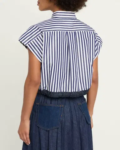Sacai Striped Cotton Poplin Crop Button-Down Shirt | Thumbnail 3
