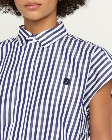 Sacai Striped Cotton Poplin Crop Button-Down Shirt | Thumbnail 5