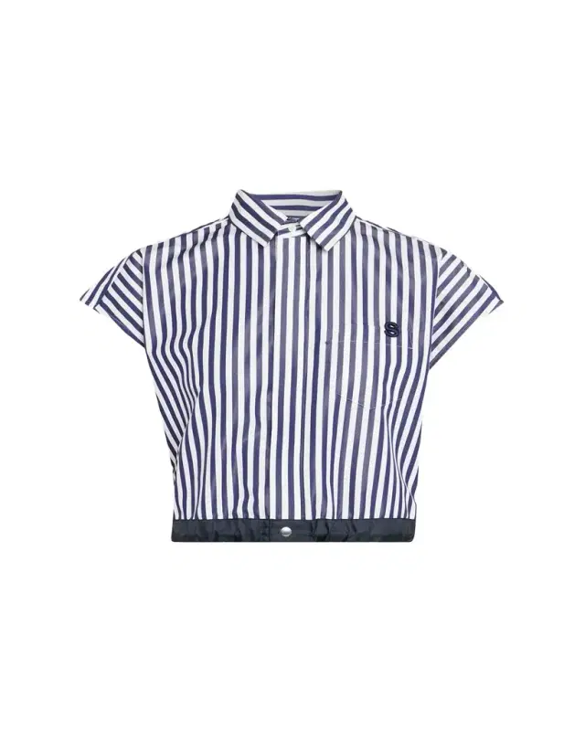 sacai Striped Cotton Poplin Crop Button-Down Shirt