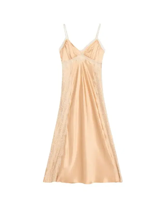 LoveShackFancy Shia Lace-Trim Silk-Blend A-Line Maxi Slipdress