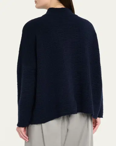 Eskandar 3/4 Width High Neck Cardigan- Mid Length | Thumbnail 3 Eskandar 3/4 Width High Neck Cardigan- Mid Length | Thumbnail 3