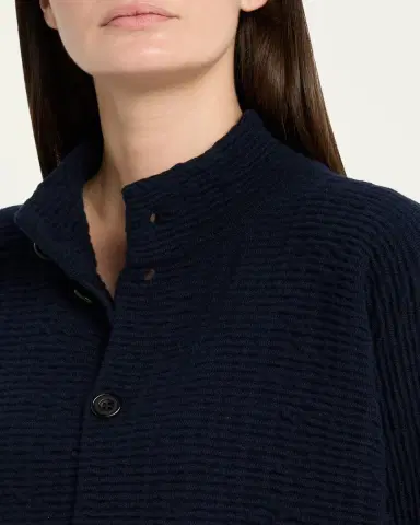 Eskandar 3/4 Width High Neck Cardigan- Mid Length | Thumbnail 5 Eskandar 3/4 Width High Neck Cardigan- Mid Length | Thumbnail 5