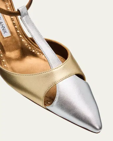 Manolo Blahnik 50mm Turgimod Metallic Leather T-Strap Pumps | Thumbnail 3 Manolo Blahnik 50mm Turgimod Metallic Leather T-Strap Pumps | Thumbnail 3