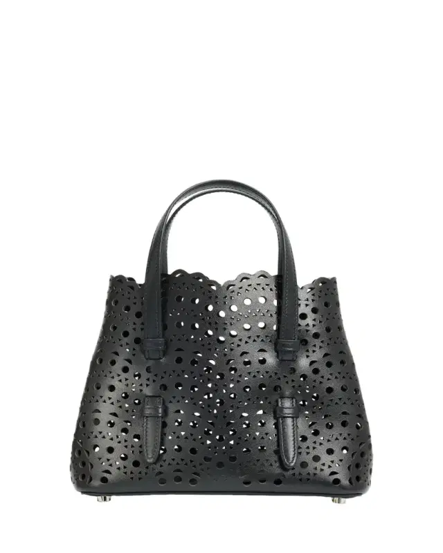 ALAÏA Mina 20 Small Perforated Leather Tote Bag