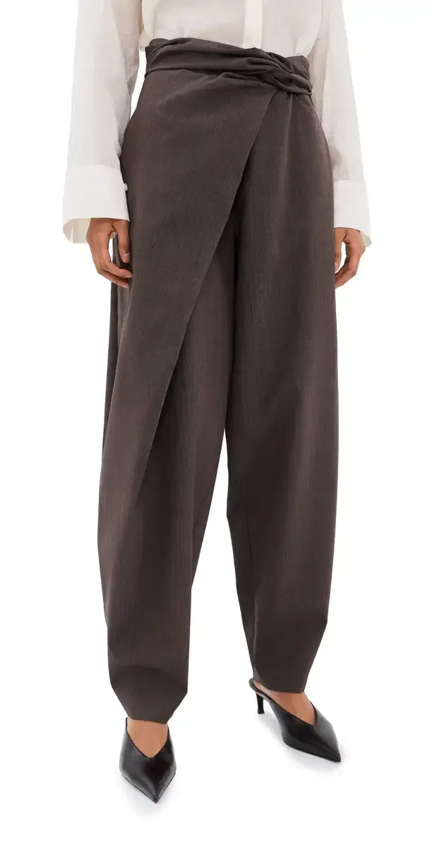 Róhe Sarong Knot Trousers Dark Brown
