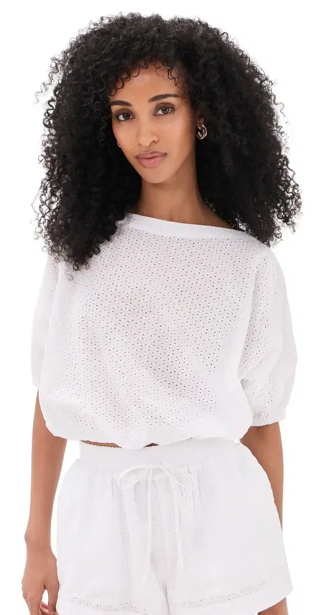 Secular Coco Birdseye Eyelet Top White Eyelet