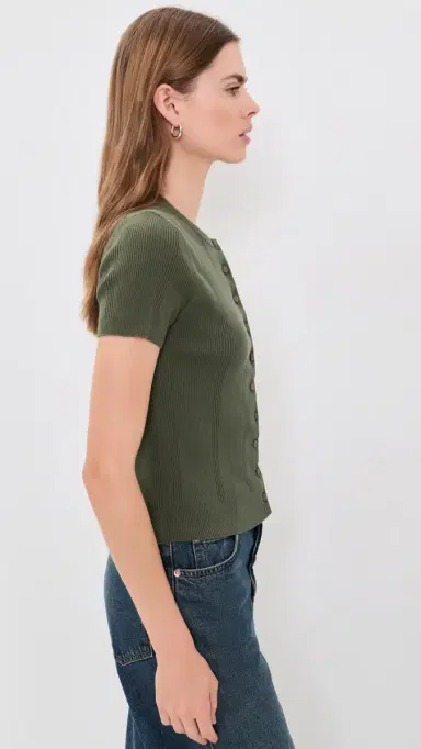 Vince Ribbed Cardigan Pine Grove | Thumbnail 4 Vince Ribbed Cardigan Pine Grove | Thumbnail 4