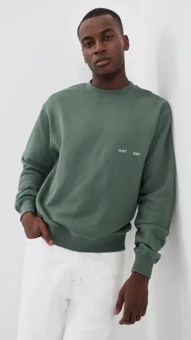 Quiet Golf Wordmark Crew Neck Sweatshirt Fern | Thumbnail 2