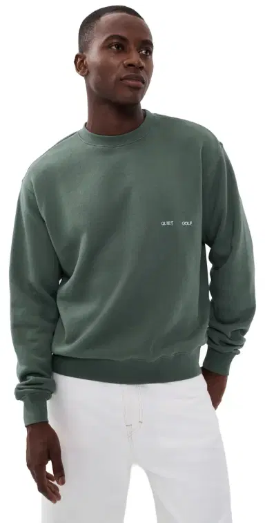 Quiet Golf Wordmark Crew Neck Sweatshirt Fern | Thumbnail 1