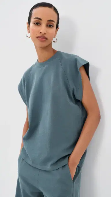 Tibi ightweight Easy Sweatshirt Top Blue Grey | Thumbnail 3 Tibi ightweight Easy Sweatshirt Top Blue Grey | Thumbnail 3