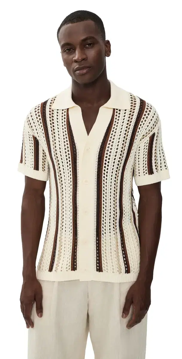 Frescobol Carioca Pinto Cotton tripe Crochet hirt Cream & Cacao
