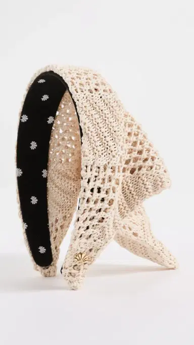 Lele Sadoughi Jackie Crochet Raffia Hankerchief Headband | Thumbnail 2