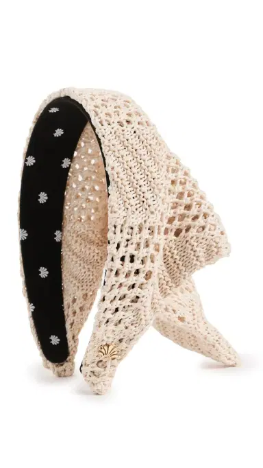 Lele Sadoughi Jackie Crochet Raffia Hankerchief Headband | Thumbnail 5