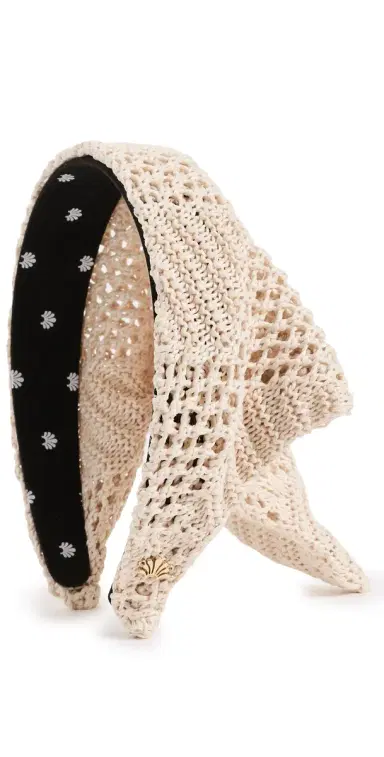 Lele Sadoughi Jackie Crochet Raffia Hankerchief Headband | Thumbnail 1