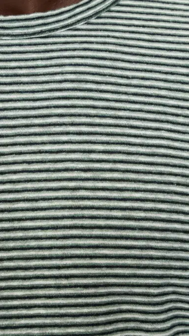 OFFICINE GÉNÉRALE Cotton inen Stripe Tee Green/Grey/White | Thumbnail 6 OFFICINE GÉNÉRALE Cotton inen Stripe Tee Green/Grey/White | Thumbnail 6
