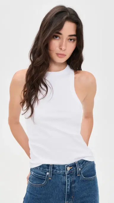 DL1961 High Neck Ribbed Tank White | Thumbnail 2