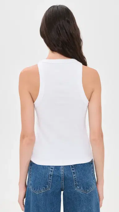 DL1961 High Neck Ribbed Tank White | Thumbnail 3