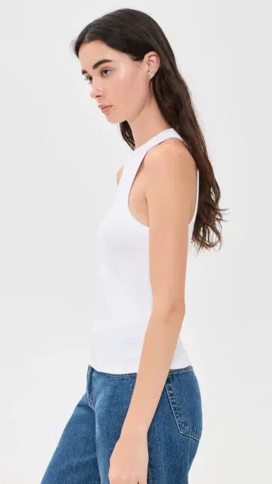 DL1961 High Neck Ribbed Tank White | Thumbnail 4