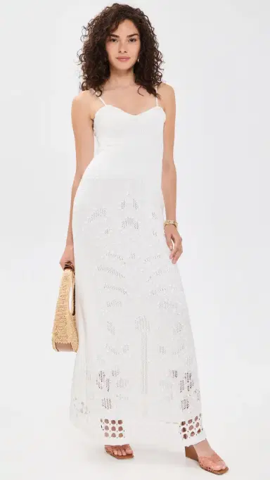 Farm Rio Palm Tree Knit Midi Dress Off-White L | Thumbnail 2