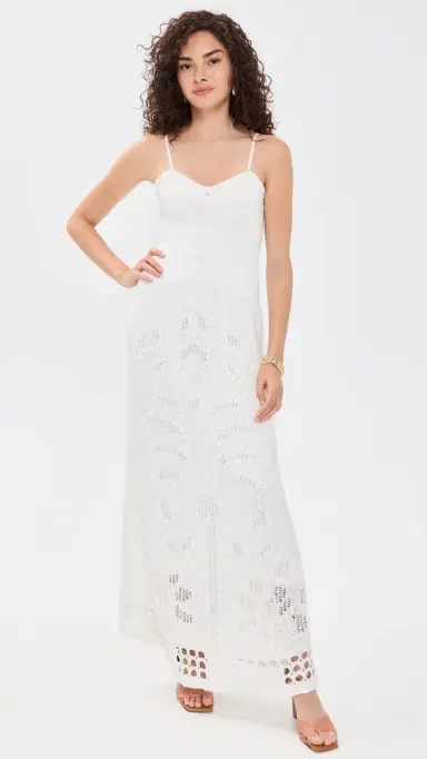 Farm Rio Palm Tree Knit Midi Dress Off-White L | Thumbnail 5