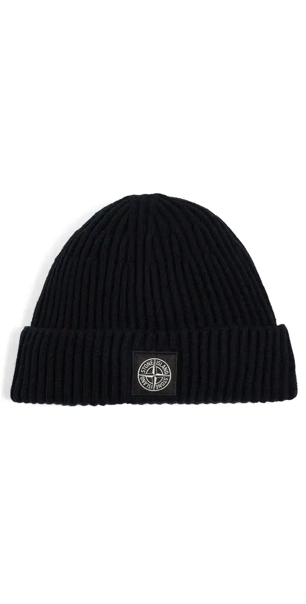 Stone Island Rib Knit Beanie Navy Blue One Size