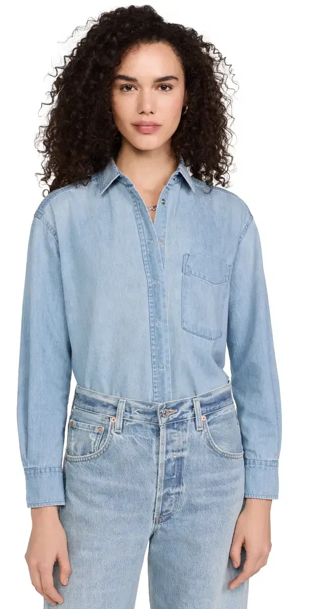 AYR The Denim Deep End Button Down hirt Air Kisses