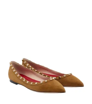 Valentino Garavani Rockstud suede ballet flats | Thumbnail 1