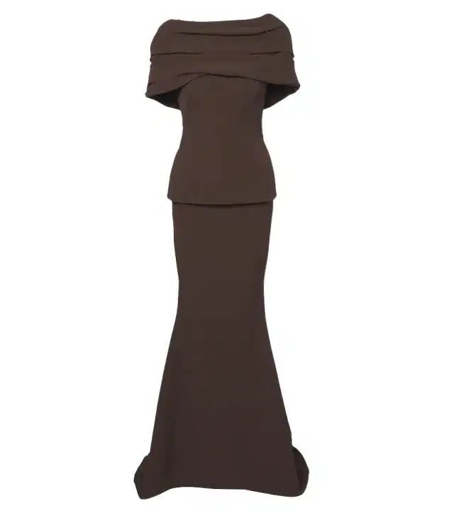 Safiyaa Loura draped peplum crêpe gown
