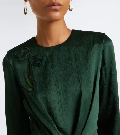 Erdem Floral-appliqué satin seersucker midi dress | Thumbnail 3