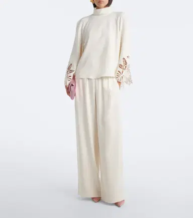 Oscar de la Renta Embroidered silk-blend georgette blouse | Thumbnail 3