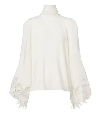 Oscar de la Renta Embroidered silk-blend georgette blouse | Thumbnail 1