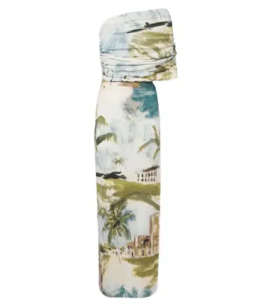 Oscar de la Renta Printed draped jersey one-shoulder gown | Thumbnail 1