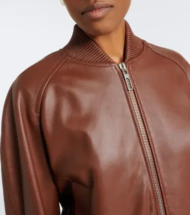 Sportmax Leather bomber jacket | Thumbnail 6 Sportmax Leather bomber jacket | Thumbnail 6