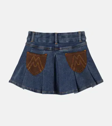 Monnalisa Embroidered satin-trimmed denim skirt | Thumbnail 3