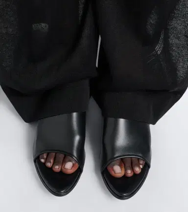 CHRISTEN Stretch leather wedge mules | Thumbnail 5