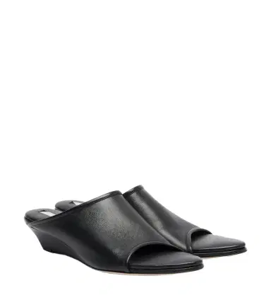 CHRISTEN Stretch leather wedge mules | Thumbnail 1