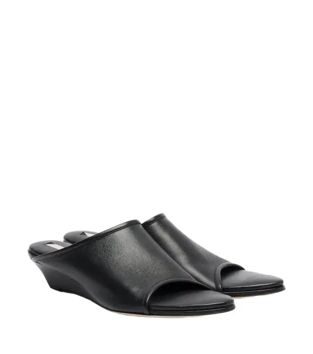 Christen Stretch leather wedge mules