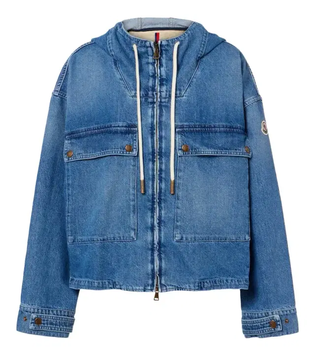 Moncler Ecrevisse layered denim down jacket