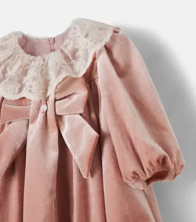Patachou Bow-detail lace-trimmed velvet dress | Thumbnail 2