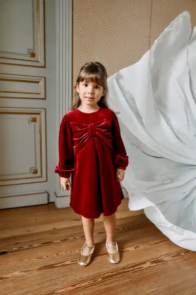 Patachou Bow-detail velvet dress | Thumbnail 4