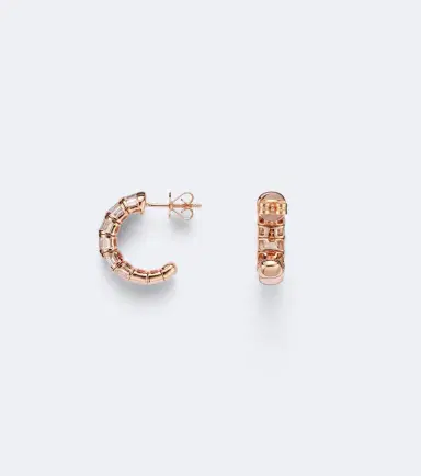 SHAY JEWELRY 18kt rose gold huggie earrings with diamonds | Thumbnail 2