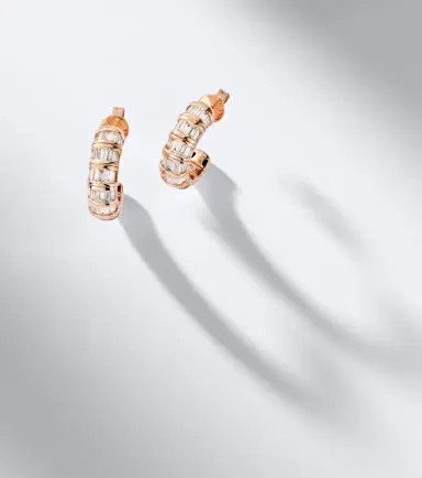 SHAY JEWELRY 18kt rose gold huggie earrings with diamonds | Thumbnail 5