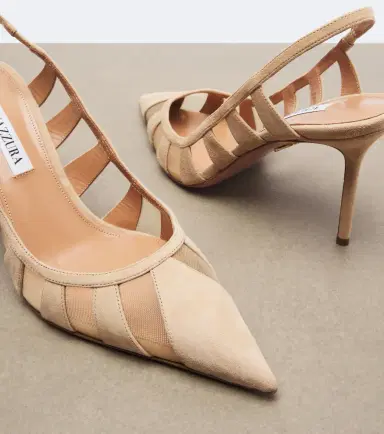 Aquazzura Screen suede and mesh slingback pumps | Thumbnail 3