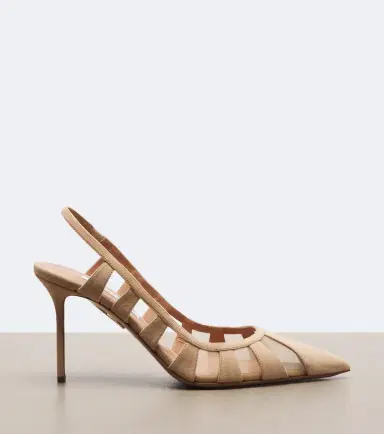 Aquazzura Screen suede and mesh slingback pumps | Thumbnail 4