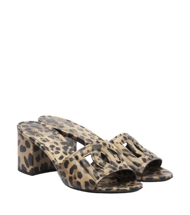 Dolce & Gabbana DG leopard-print leather mules