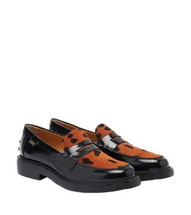Tod's Leather leopard-print penny loafers | Thumbnail 1