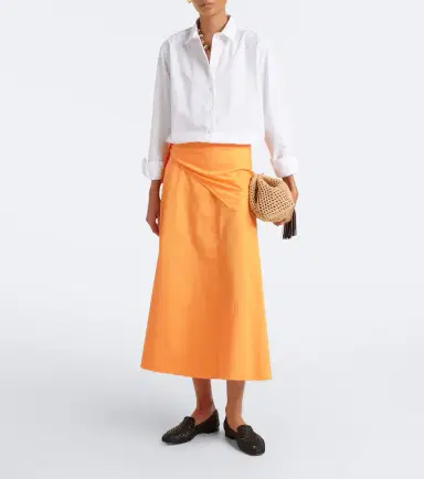 Vince Scarf-detail cotton midi skirt | Thumbnail 3
